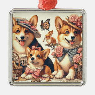 Schattige Welsh Corgi Cardigan Metalen Ornament