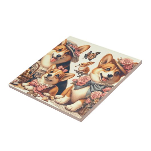 Schattige  Welsh Corgi Cardigan Tegeltje (Zijkant)