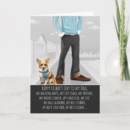 Schattige Welsh Corgi en papa grappige Vaderdag Feestdagen Kaart