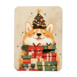 Schattige Welsh Corgi met Kerstcadeaus Magneet