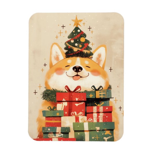 Schattige Welsh Corgi met Kerstcadeaus Magneet (Verticaal)