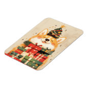 Schattige Welsh Corgi met Kerstcadeaus Magneet (Linkerzijde)