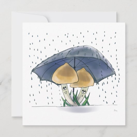 Schattige wenskaart met champignons feestdagenkaart (Voorkant)