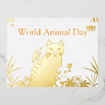 "Schattige wereld dierendag ansichtkaart