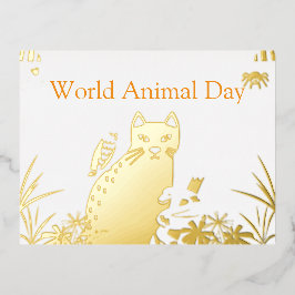 "Schattige wereld dierendag ansichtkaart  Folie Feestdagen Briefkaart