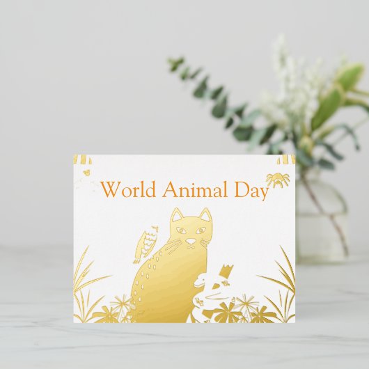 Schattige Wereld Dierendag Briefkaart (Staand Voorkant)