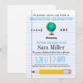 Schattige Wereldbol Teacher Afstuderen Invitation Kaart (Voorkant / Achterkant)