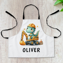 Schattige Werkdinosaurus op een Graafmachine Schort