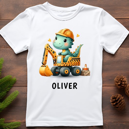 Schattige Werkdinosaurus op een Graafmachine T-shirt