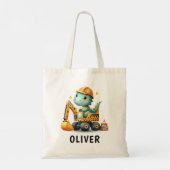Schattige werkerdinosaurus op een graafmachine tote bag (Achterkant)