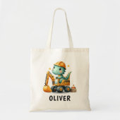 Schattige werkerdinosaurus op een graafmachine tote bag (Voorkant)