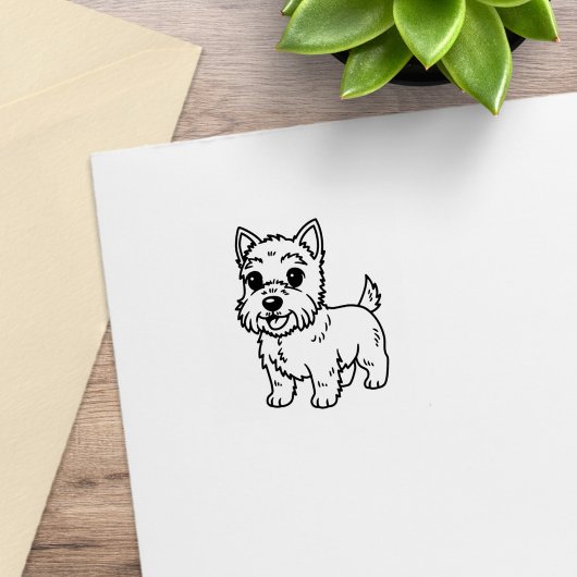 Schattige West Highland Terrier Hond 1x1 Rubberstempel