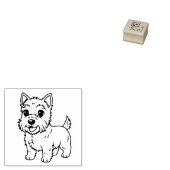 Schattige West Highland Terrier Hond 1x1 Rubberstempel (Gestempeld)