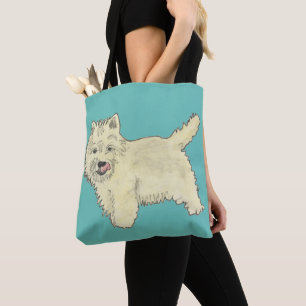 Schattige West Highland Terrier-hond Kunst Schilde Tote Bag