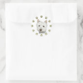 Schattige West Highland White Terrier Dog and Paws Ronde Sticker (Tas)