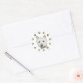 Schattige West Highland White Terrier Dog and Paws Ronde Sticker (Envelop)