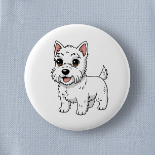 Schattige West Highland White Terrier-hond Ronde Button 5,7 Cm