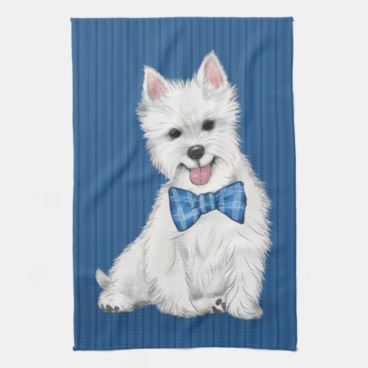 Schattige West Highland White Terrier Kitchen Towe Theedoek (Verticaal)