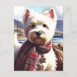 Schattige West Highland White Terrier schilderij Briefkaart