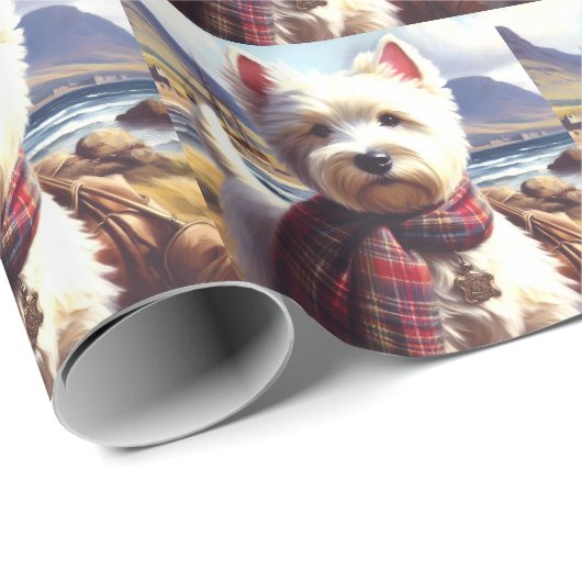Schattige West Highland White Terrier schilderij Cadeaupapier (Rol Hoek)