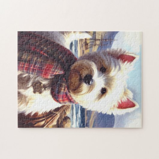 Schattige West Highland White Terrier schilderij Legpuzzel (Horizontaal)