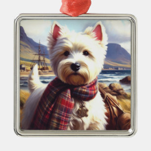Schattige West Highland White Terrier schilderij Metalen Ornament