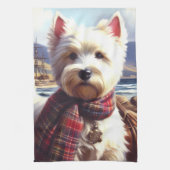 Schattige West Highland White Terrier schilderij Theedoek (Verticaal)
