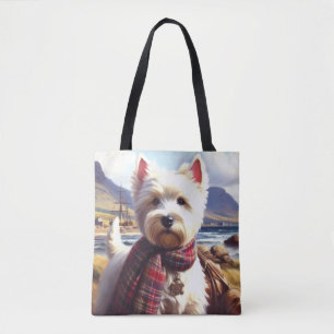 Schattige West Highland White Terrier schilderij Tote Bag