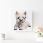 SCHATTIGE WEST HIGHLAND WITTE TERRIER HOND VIERKANTE KLOK (Huis)