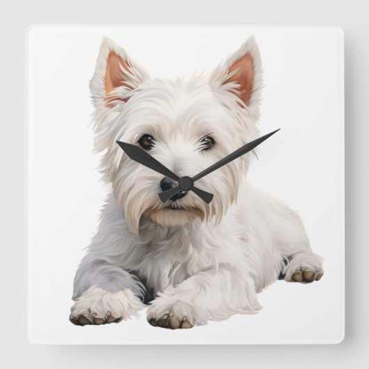 SCHATTIGE WEST HIGHLAND WITTE TERRIER HOND VIERKANTE KLOK (Voorkant)