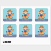 Schattige Western Cowboy Kids Verjaardagsfeest Vierkante Sticker (Vel)