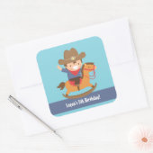 Schattige Western Cowboy Kids Verjaardagsfeest Vierkante Sticker (Envelop)