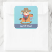 Schattige Western Cowboy Kids Verjaardagsfeest Vierkante Sticker (Tas)