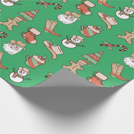 Schattige Western Cowboy Pet en Boots Christmas Cadeaupapier (Hoek)