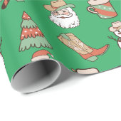 Schattige Western Cowboy Pet en Boots Christmas Cadeaupapier (Rol Hoek)
