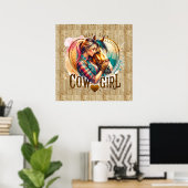Schattige Western Cowgirl hart Poster (Thuiskantoor)