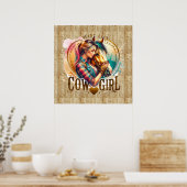 Schattige Western Cowgirl hart Poster (Keuken)