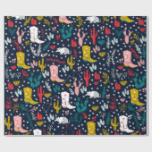 Schattige Western cowgirl inpakpapier (Vlak)