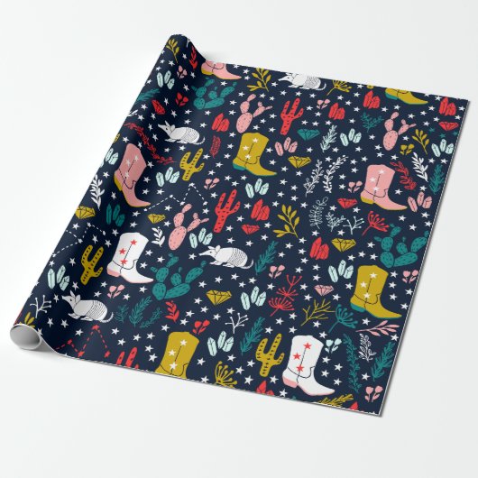 Schattige Western cowgirl inpakpapier (Uitgerold)