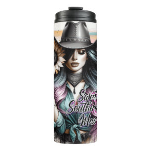 Schattige Western Cowgirl Thermosbeker