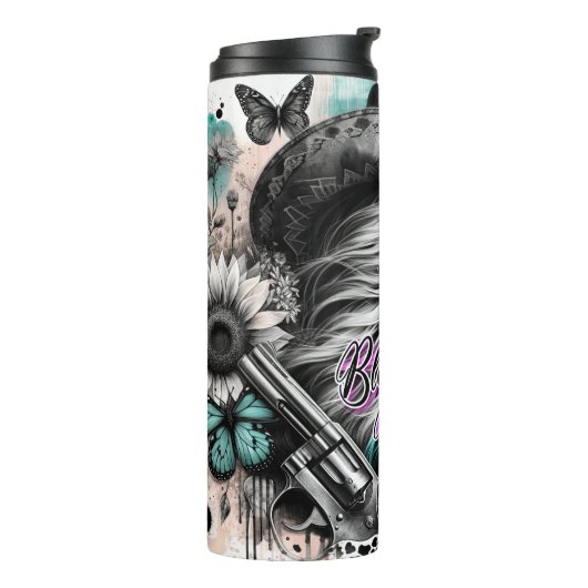 Schattige Western Cowgirl Thermosbeker (Gedraaid links)