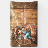 Schattige Western Cowgirl Verjaardagsfeest Spandoek (Verticaal)