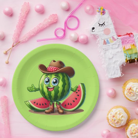 Schattige Western Zomer watermeloen feest Papieren Bordje (Feest)