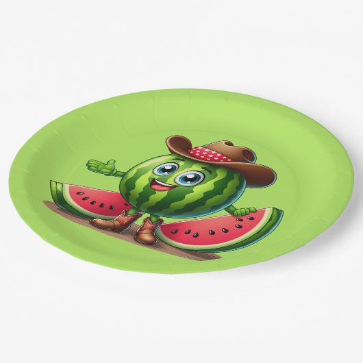 Schattige Western Zomer watermeloen feest Papieren Bordje (Gekanteld)