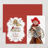 Schattige westerse kerstfoto kaart (Voorkant / Achterkant)
