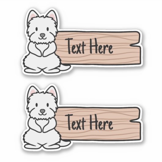 Schattige Westie Terrier Label (Voorkant)