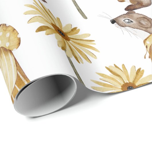 Schattige Wezel Gekleed in Geel W/Yellow Flowers Cadeaupapier (Rol Hoek)