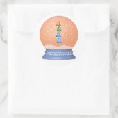 Schattige wezen kinder sneeuw wereldbol grillig ronde sticker (Tas)