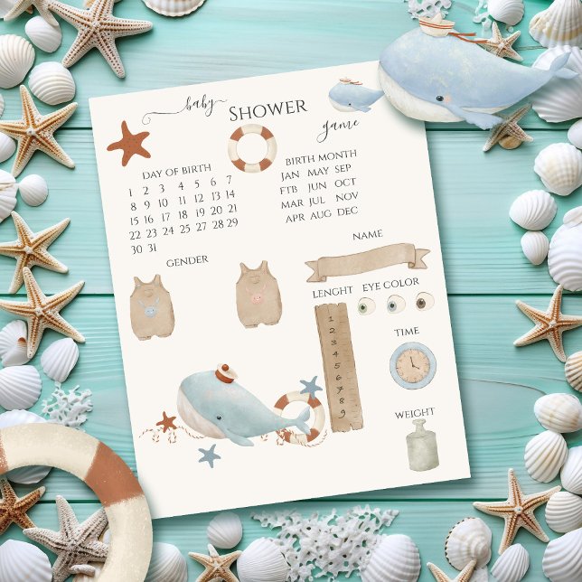 Schattige Whale Baby shower Guessing spel (Creator heeft geüpload)