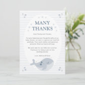 Schattige Whale Blue Boy Baby shower Bedankkaart (Staand voorkant)